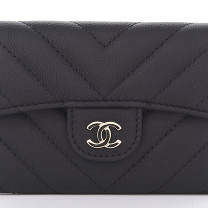 Chanel Matte Caviar Chevron Quilted Flap Card Holder Black 11 of 12