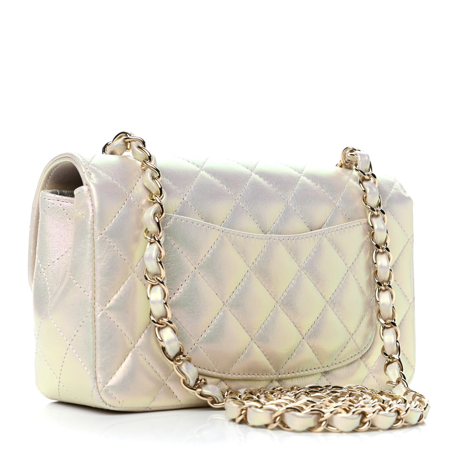 Chanel Iridescent Lambskin Quilted Mini Rectangular Flap Ivory 4 of 8