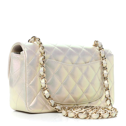 Chanel Iridescent Lambskin Quilted Mini Rectangular Flap Ivory 4 of 8