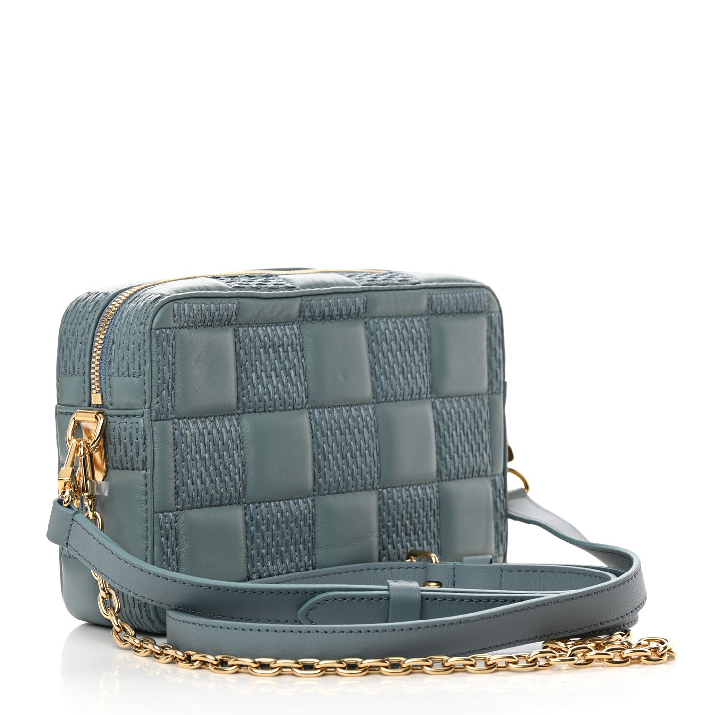 Lambskin Damier Quilt Troca PM Glacier