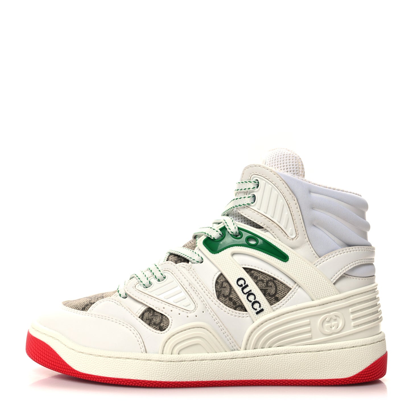 Demetra GG Supreme Monogram Womens Basket High Top Sneakers 35 Great White Beige Ebony