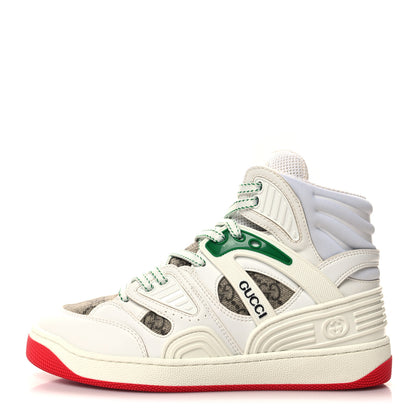 Gucci Demetra GG Supreme Monogram Womens Basket High Top Sneakers 35 Great White Beige Ebony 1 of 9