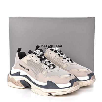 Balenciaga Fabric Mesh Womens Triple S Sneakers 38 Beige Black 9 of 9