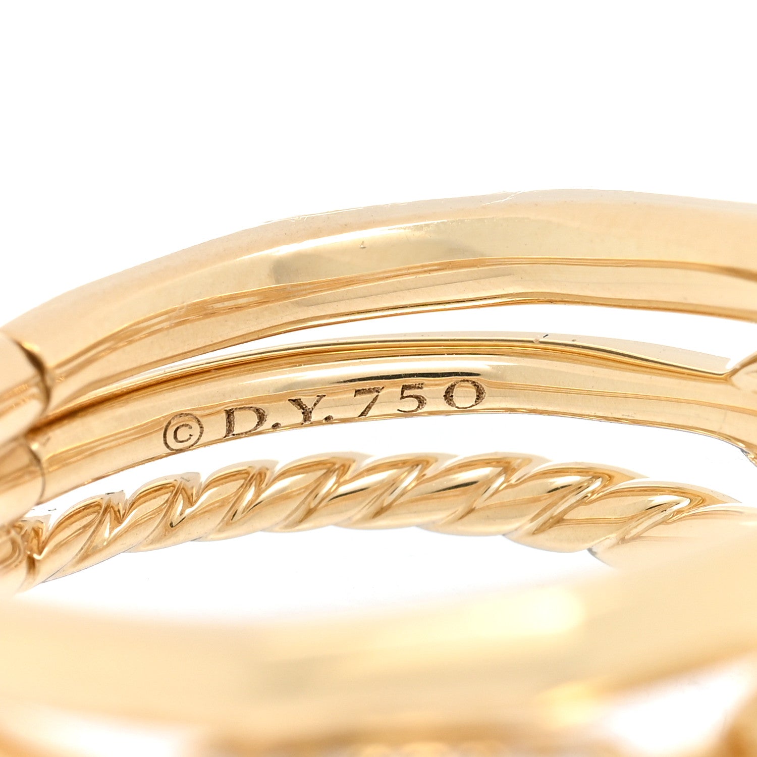 David Yurman 18K Yellow Gold Diamond 9.5mm Stax Three-Row Ring 54 7 4 of 5