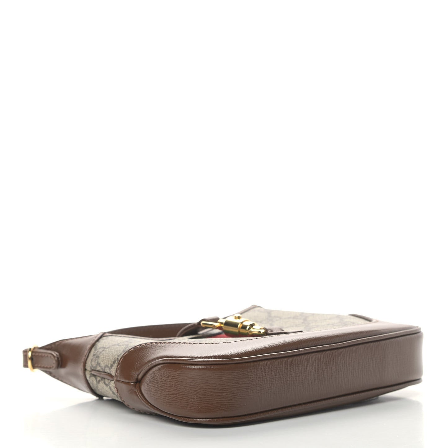GG Supreme Monogram Azalea Calfskin Web Mini Jackie 1961 Hobo Beige Ebony Brown Sugar