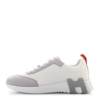 Hermes Technical Canvas Suede Goatskin Bouncing Sneakers 36 White Multicolor 1 of 8