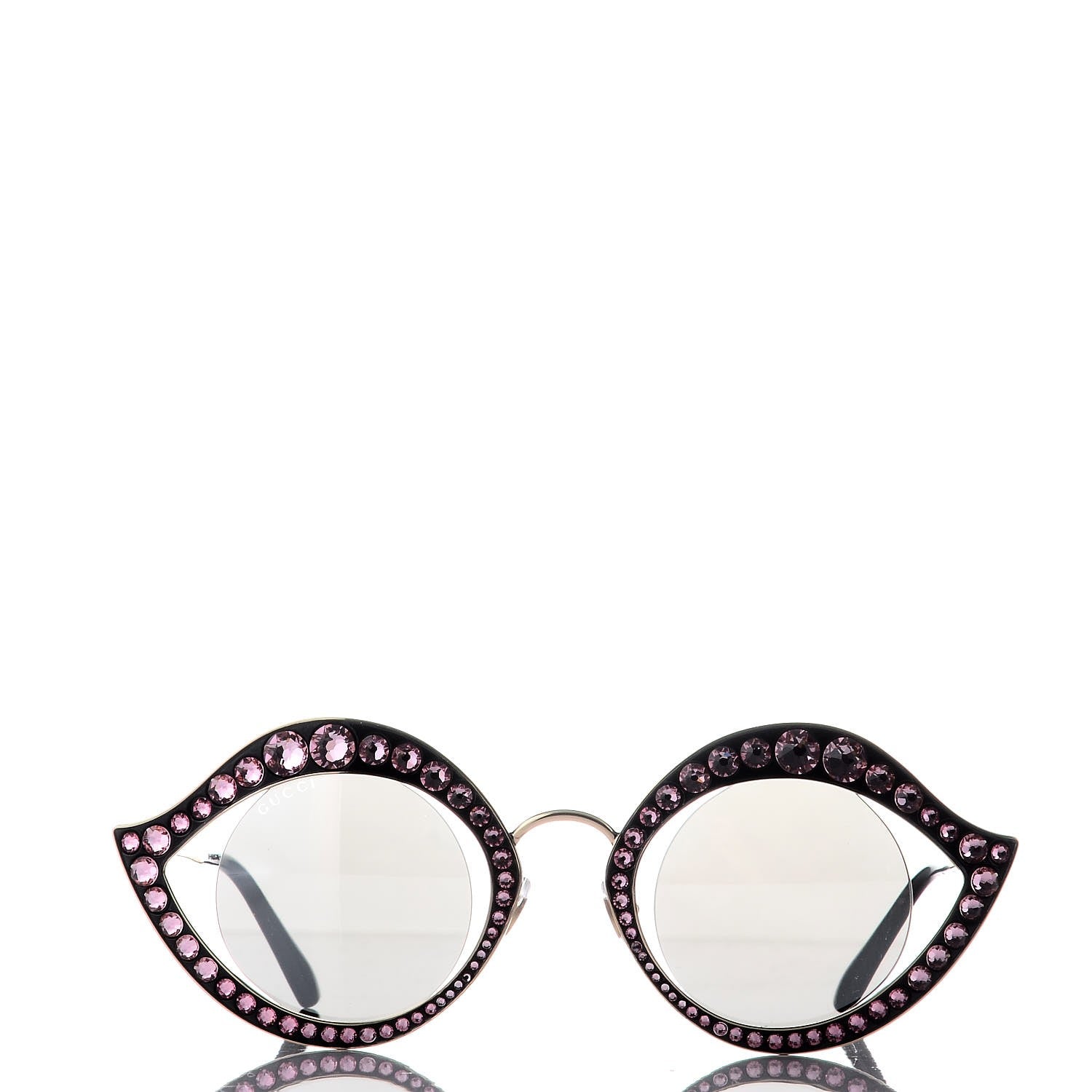 Gucci Metal Crystal Cat Eye Sunglasses GG0046/S Light Pink 2 of 10