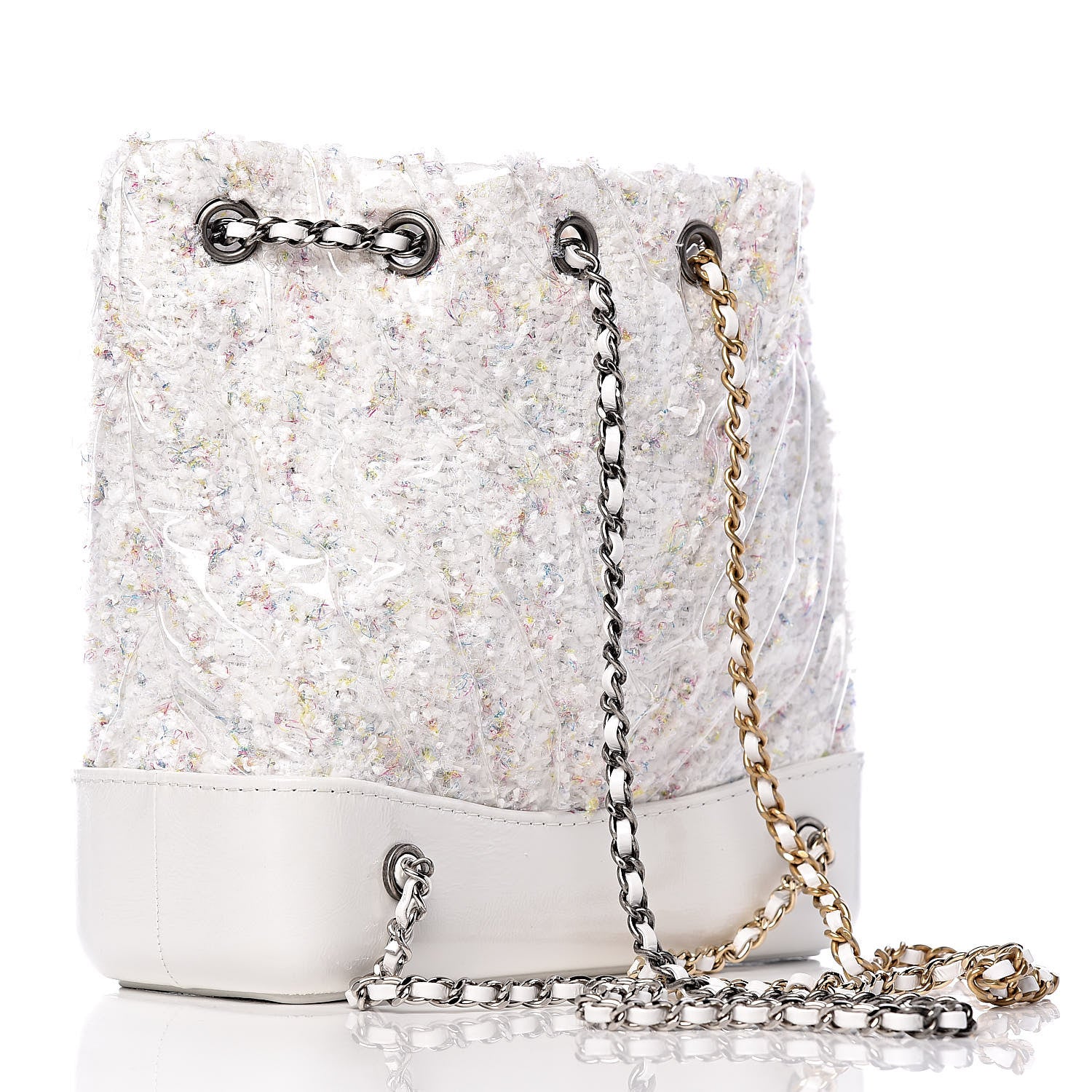 Chanel Tweed PVC Quilted Gabrielle Backpack White 3 of 11