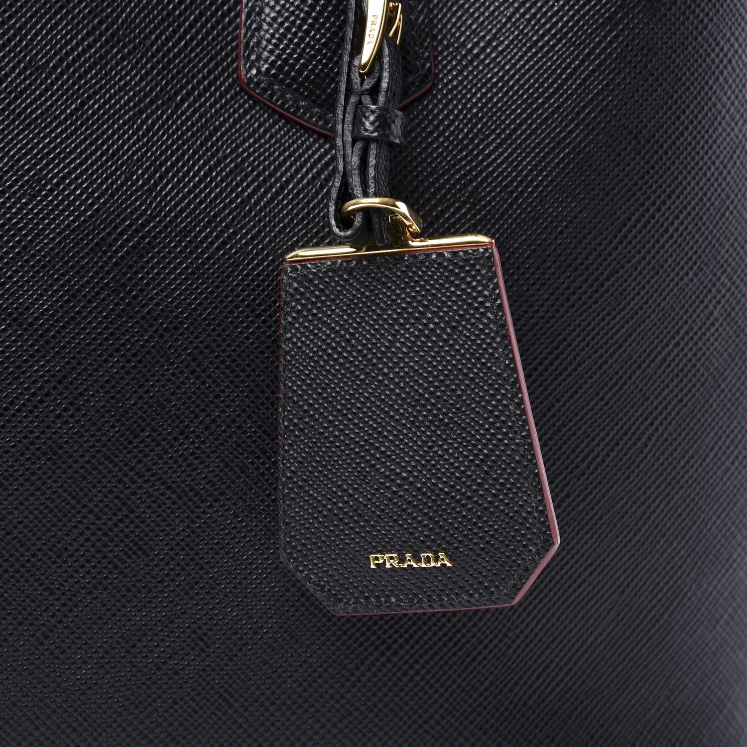Prada Saffiano Cuir Large Double Bag Black Fuoco 7 of 10