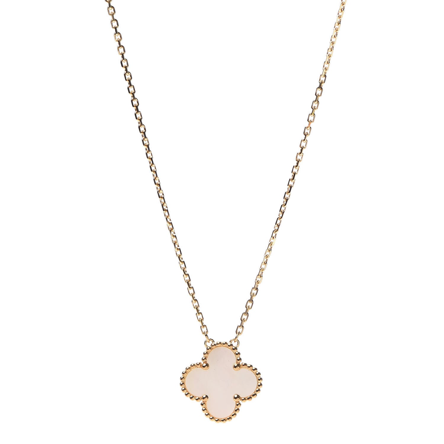 Van Cleef & Arpels 18K Yellow Gold Mother of Pearl Vintage Alhambra Pendant Necklace 1 of 7