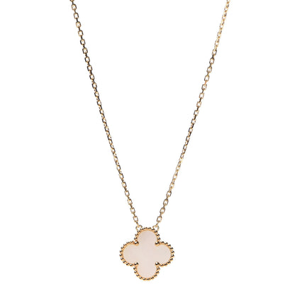 Van Cleef & Arpels 18K Yellow Gold Mother of Pearl Vintage Alhambra Pendant Necklace 1 of 7