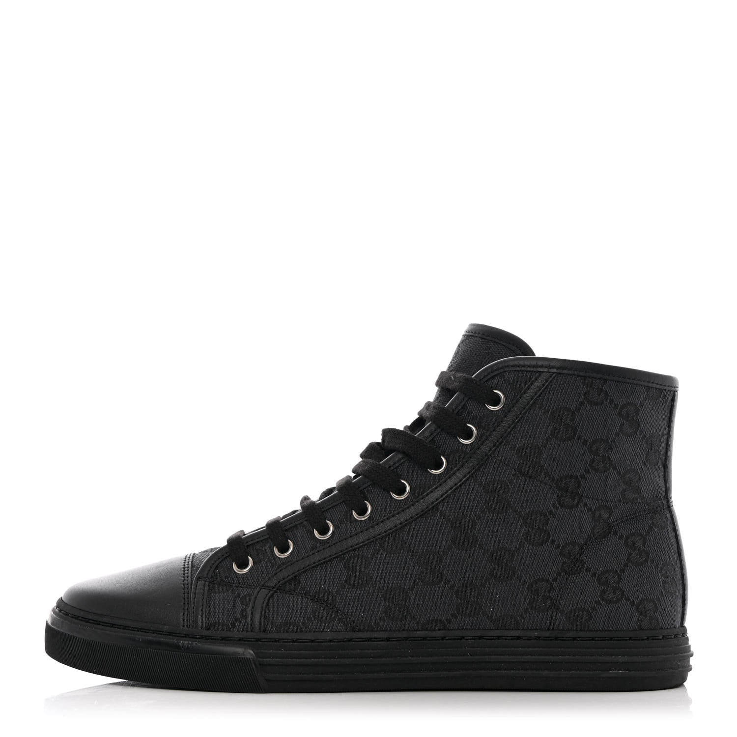 Gucci Monogram Mens High Top Sneakers 8 Black 1 of 12