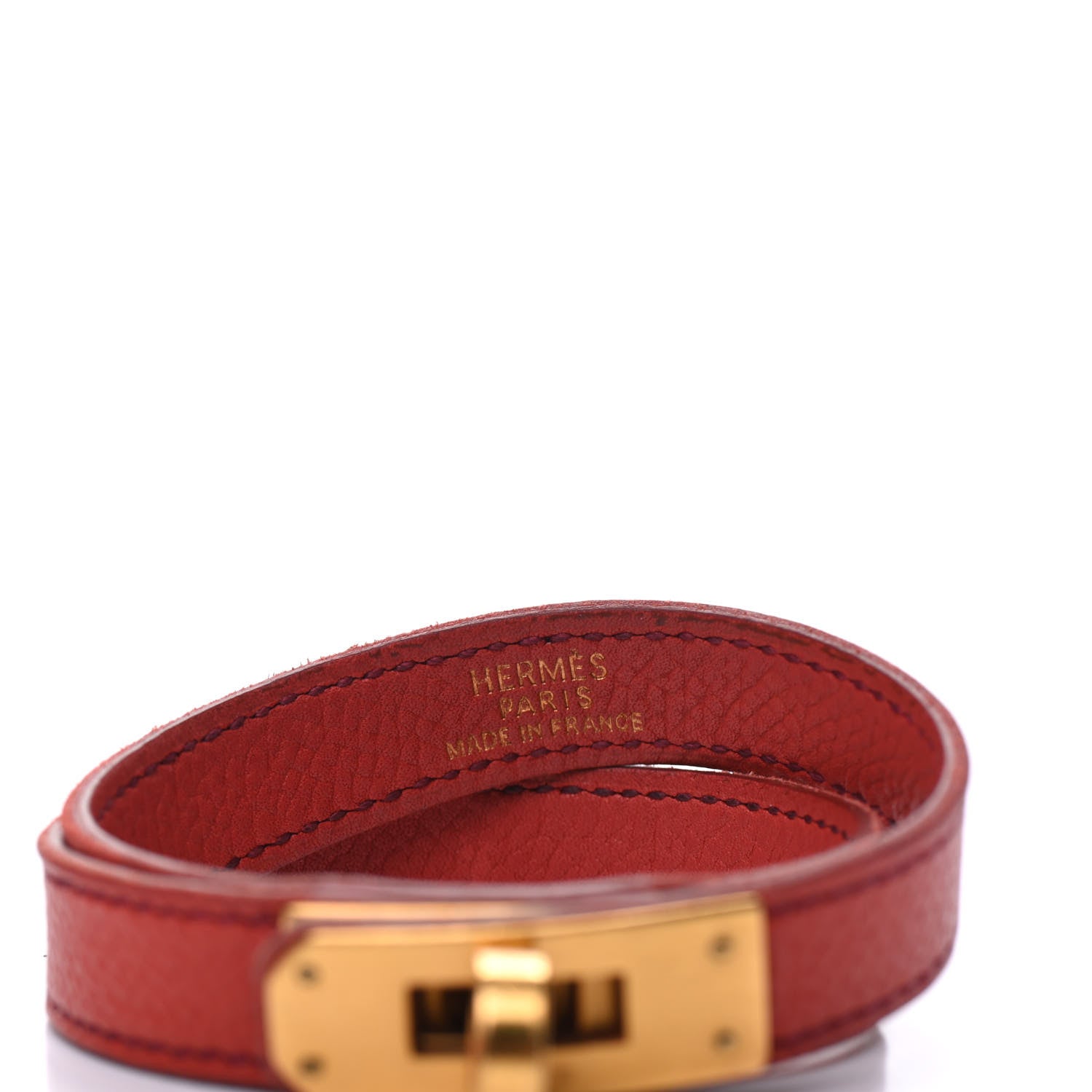 Hermes Epsom Kelly Double Tour Bracelet Vermillion 4 of 5