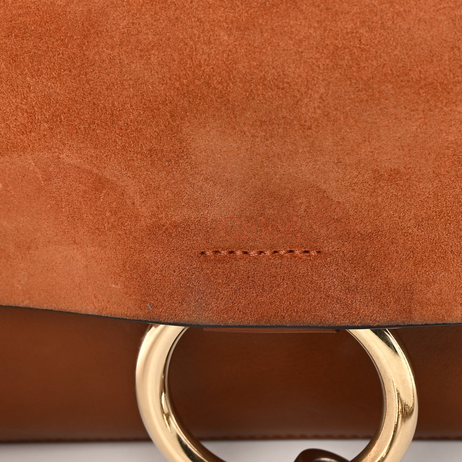 Chloe Suede Calfskin Small Faye Shoulder Bag Tobacco 17 of 18