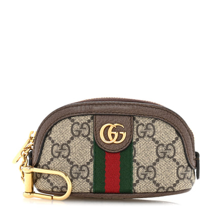 Gucci GG Supreme Monogram Web Ophidia Dome Key Pouch Beige New Acero 1 of 9