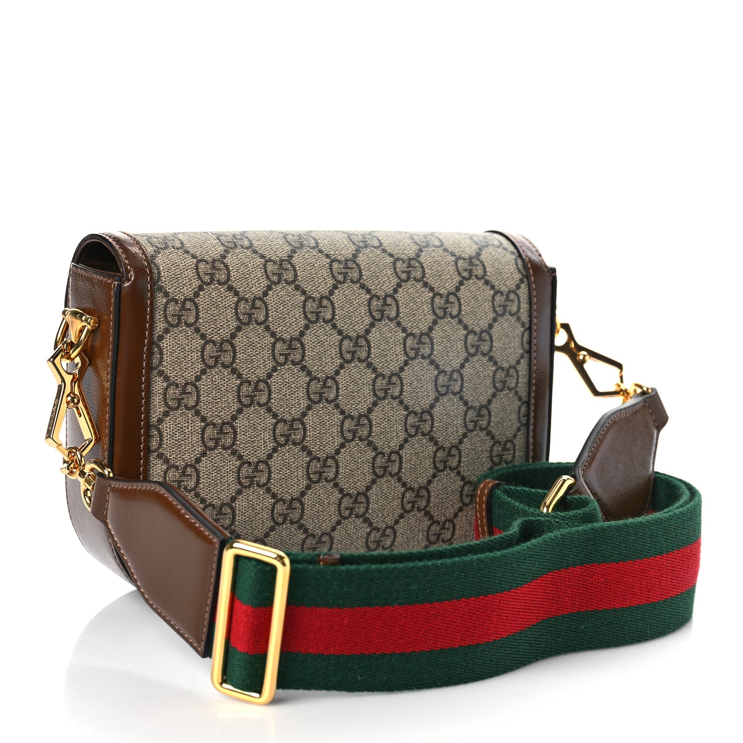 Gucci GG Supreme Monogram Web Mini Horsebit 1955 Shoulder Bag Beige Brown Sugar 4 of 11