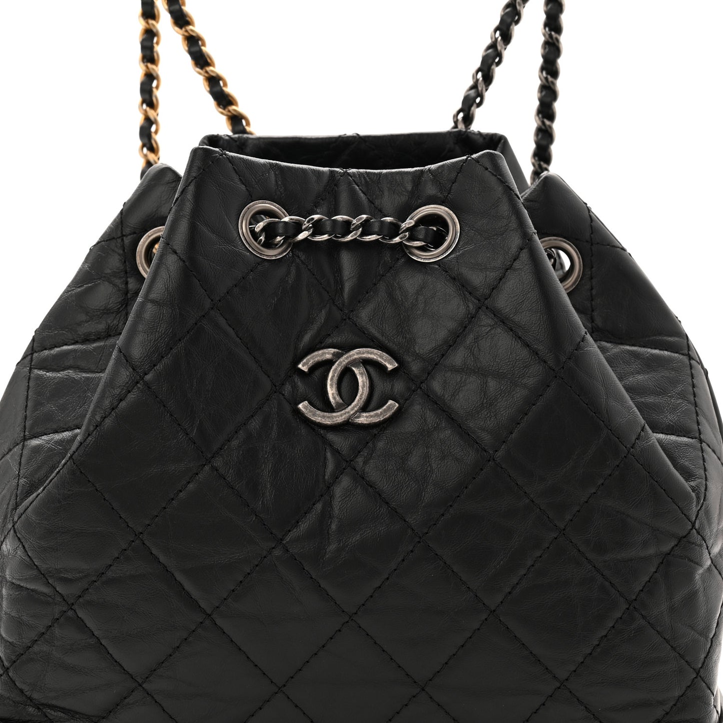 Aged Calfskin Quilted Small Gabrielle Backpack Black