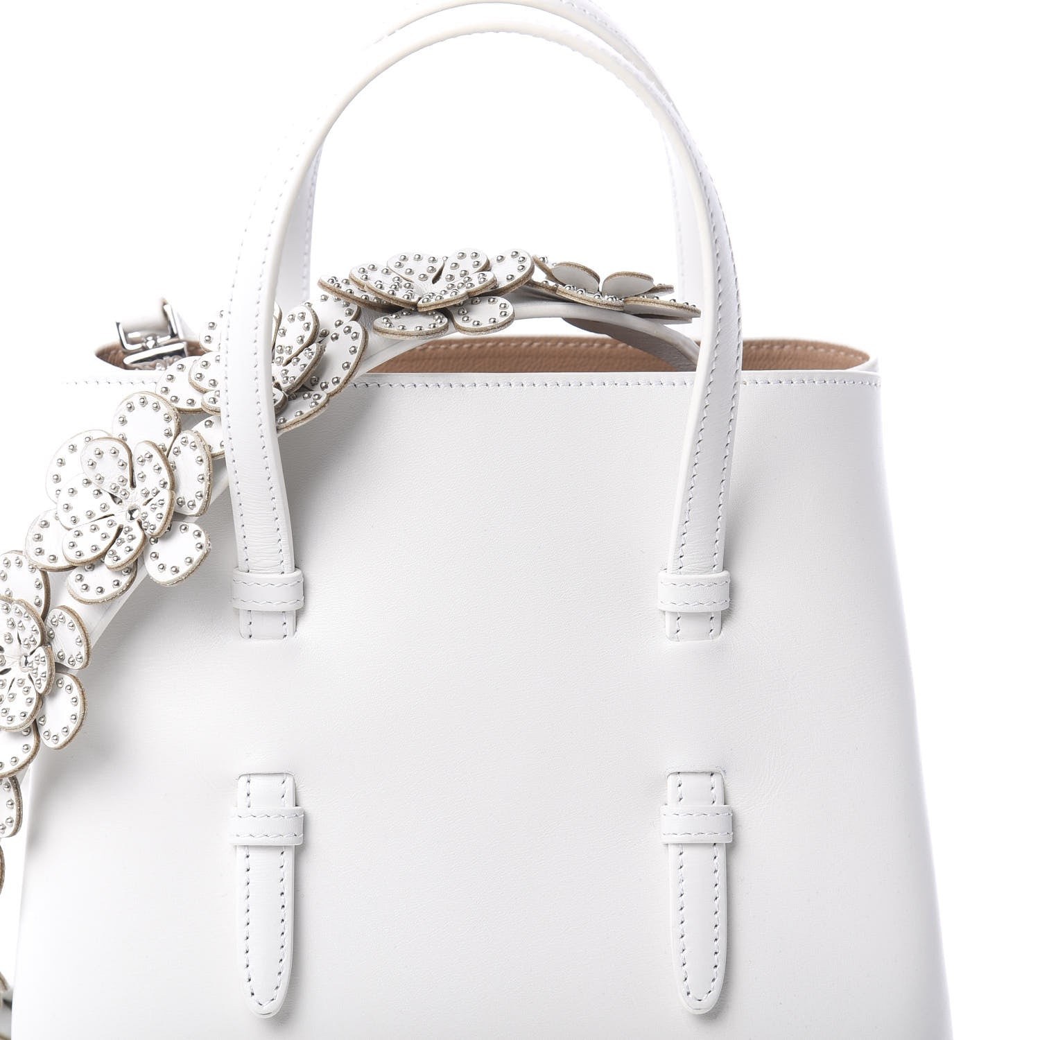 Alaia Calfskin Studded Mina 20 Bag White 7 of 9