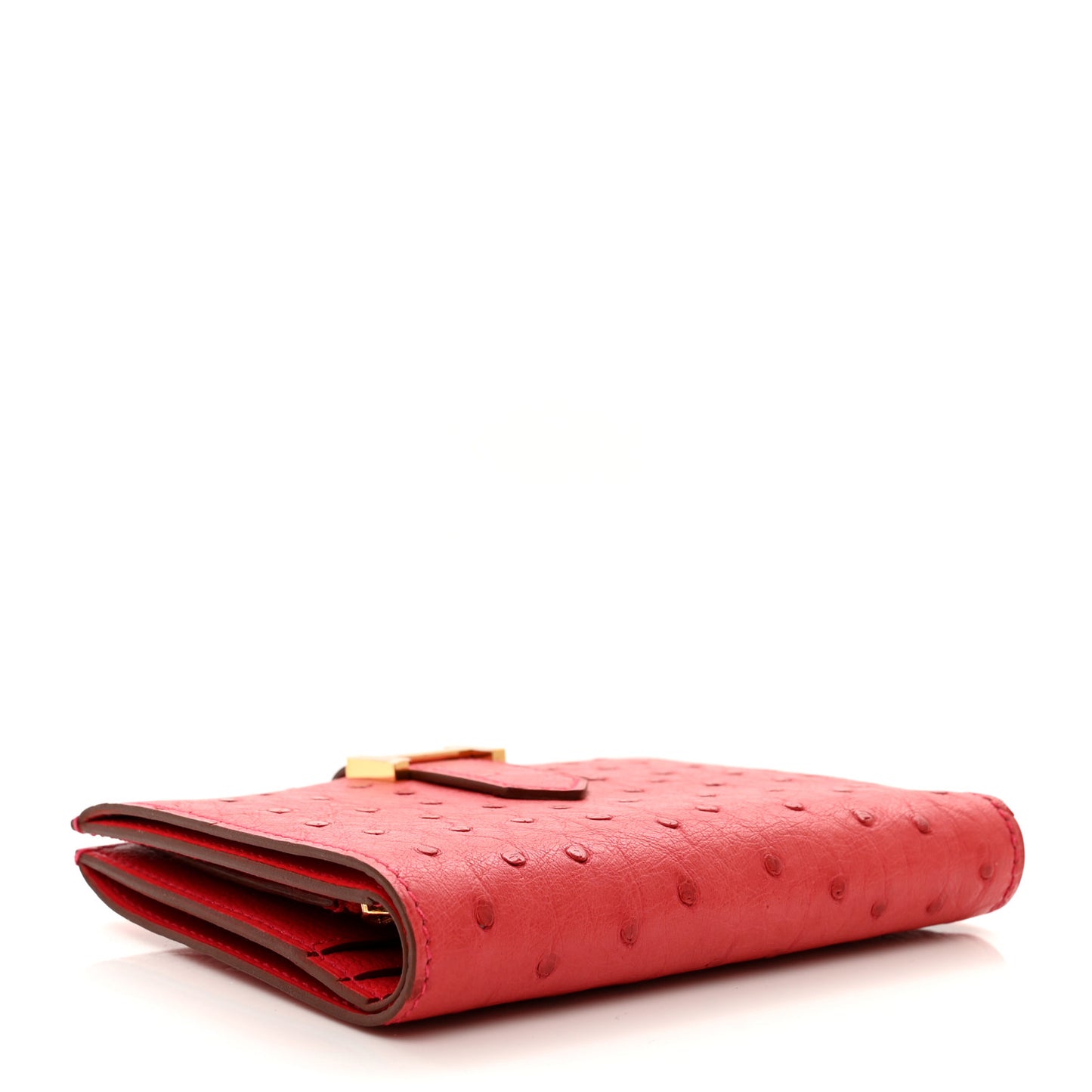 Ostrich Bearn Compact Wallet Rouge Vif