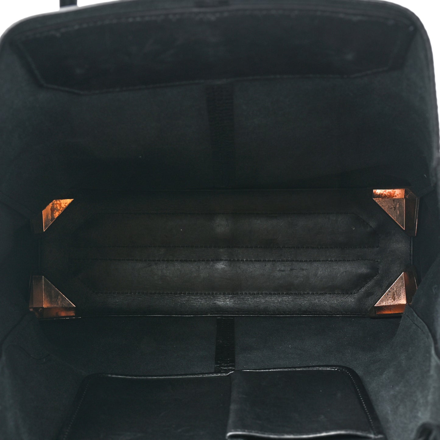 Pebbled Calfskin Large Prisma Skeletal Tote Black Rose Gold Hardware