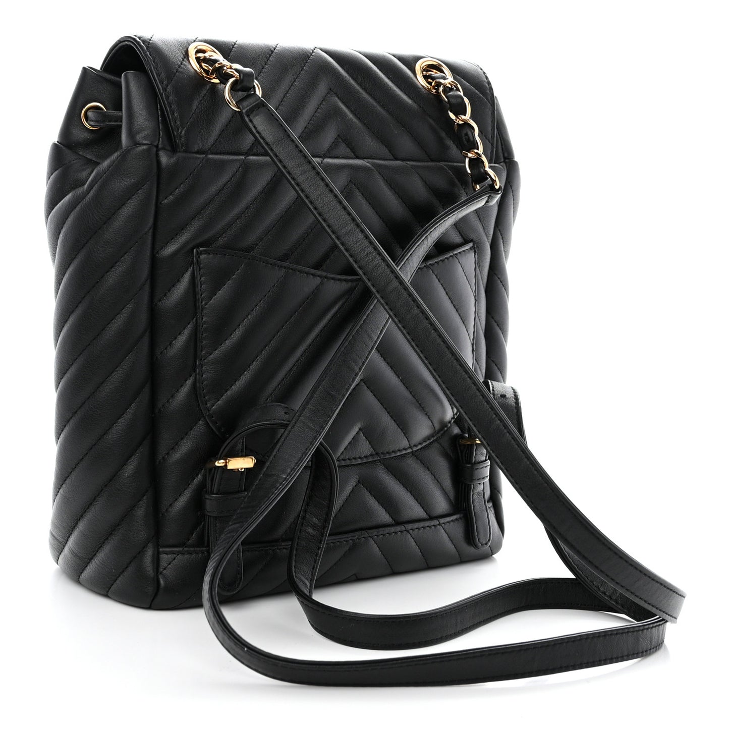 Calfskin Chevron Quilted Small Urban Spirit Backpack Black