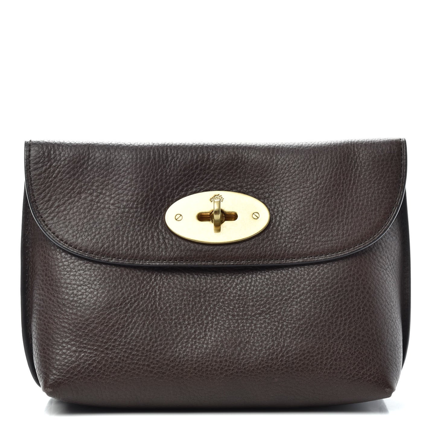 Small Classic Grain Calfskin Darley Cosmetic Pouch Chocolate