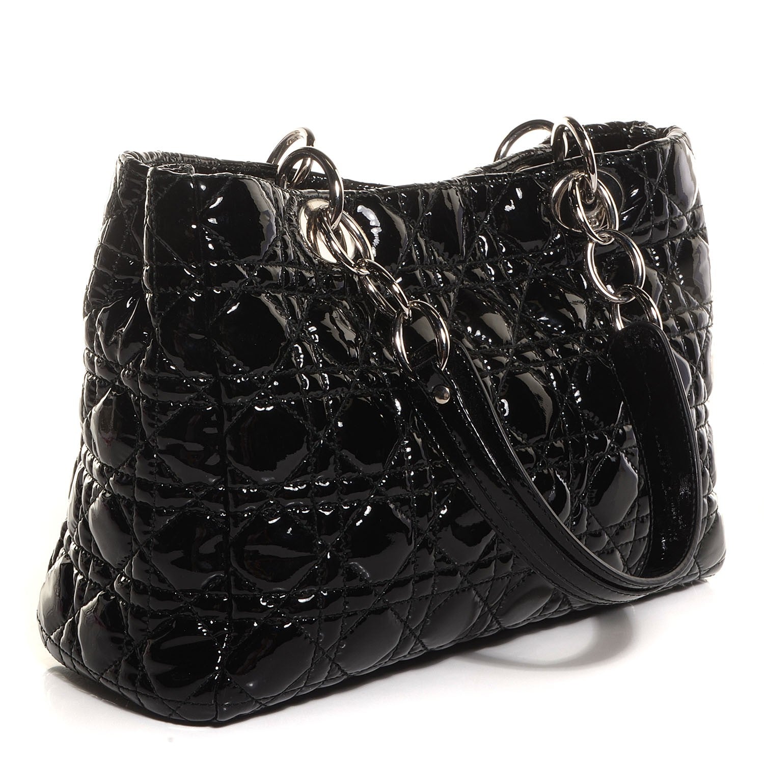 Christian Dior Patent Cannage Dior Soft Shopping Tote Black 3 of 8