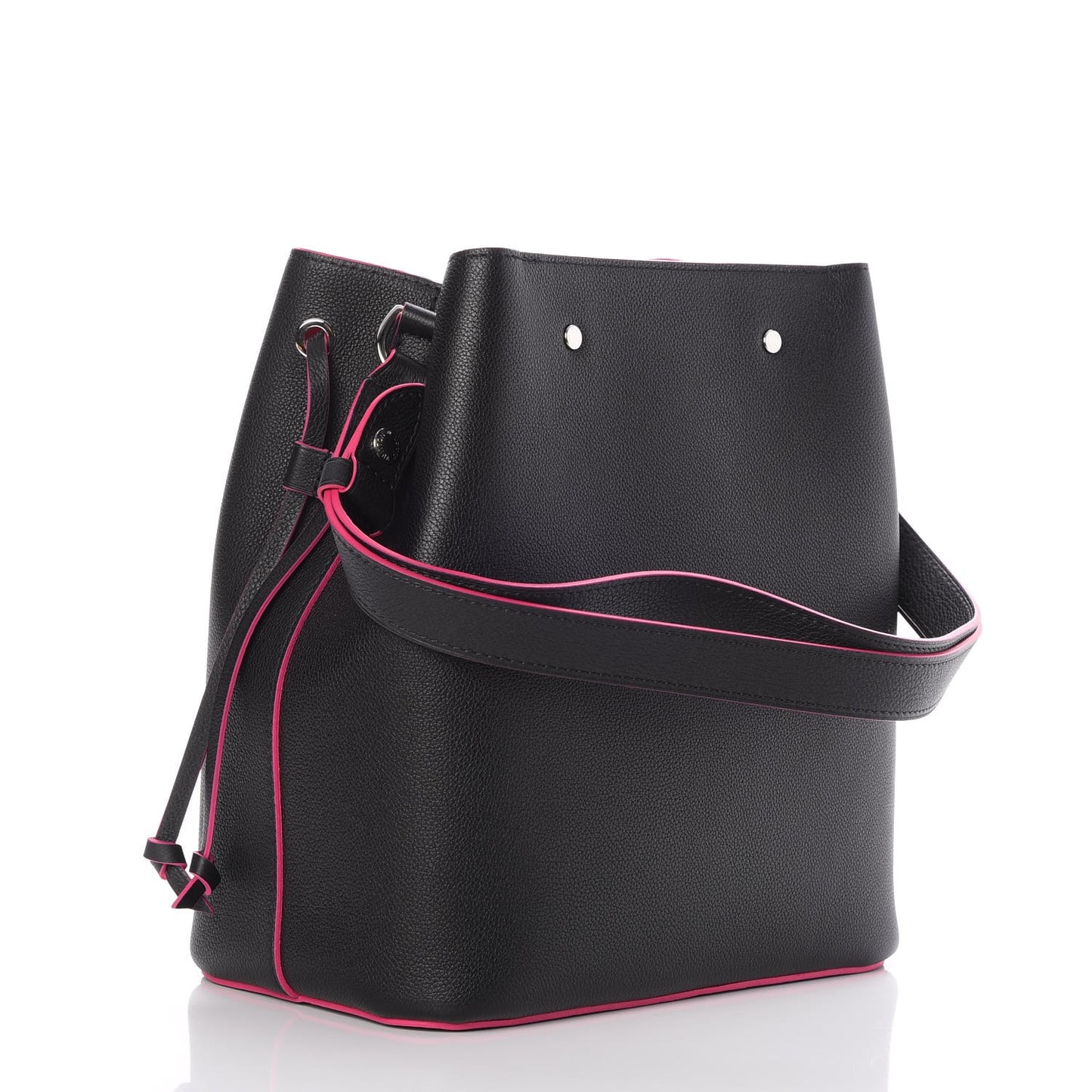Calfskin Lockme Bucket Black