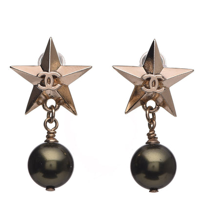 Chanel Pearl CC Star Drop Earrings Pearly Green 5 of 10