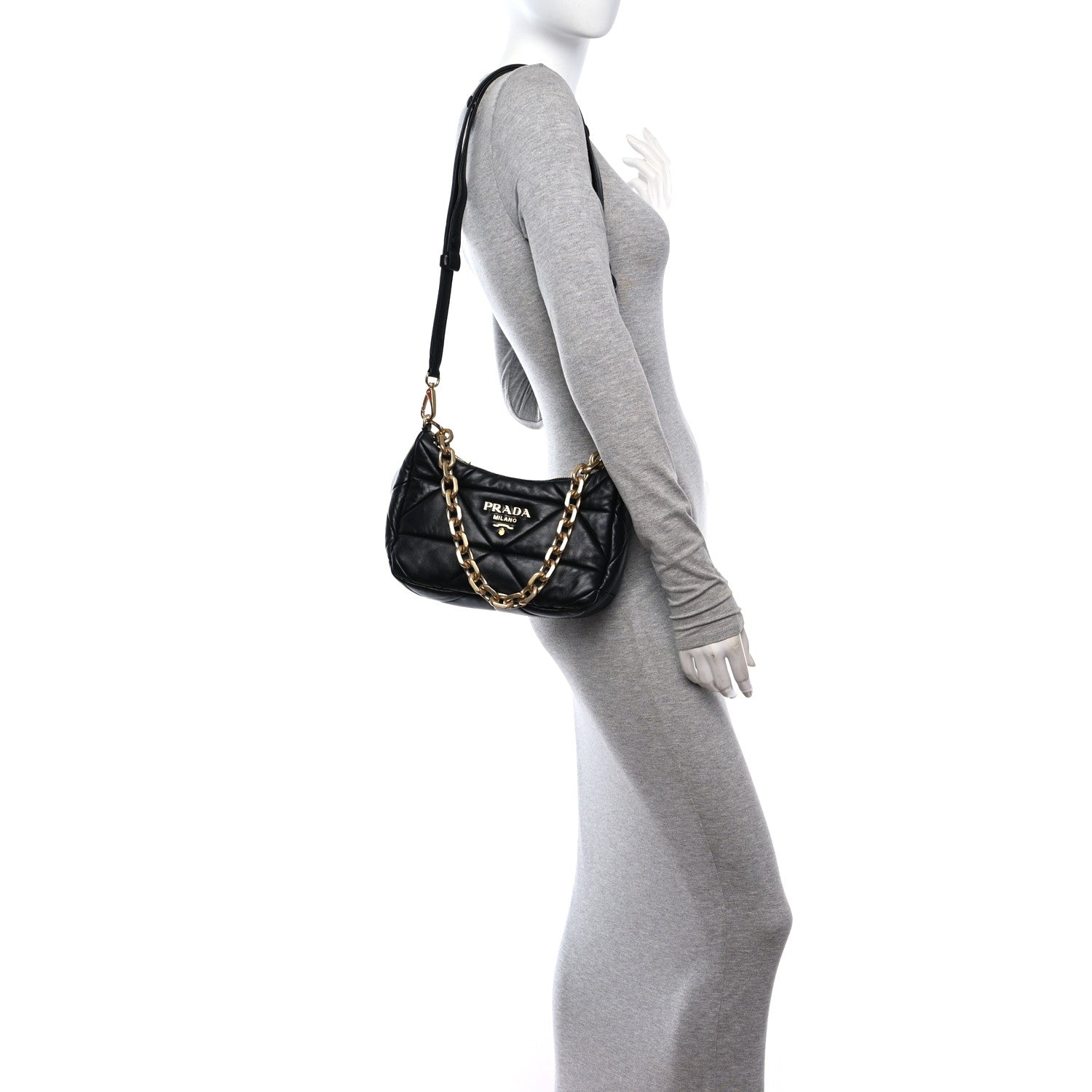 Prada Nappa Triangle Quilted Patchwork System Bag Black 2 of 10