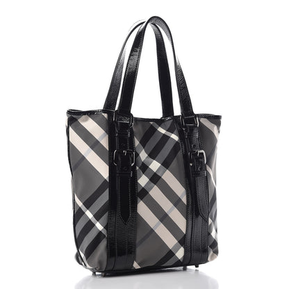 Burberry Patent Trim Smoked Check Tote Black 3 of 14