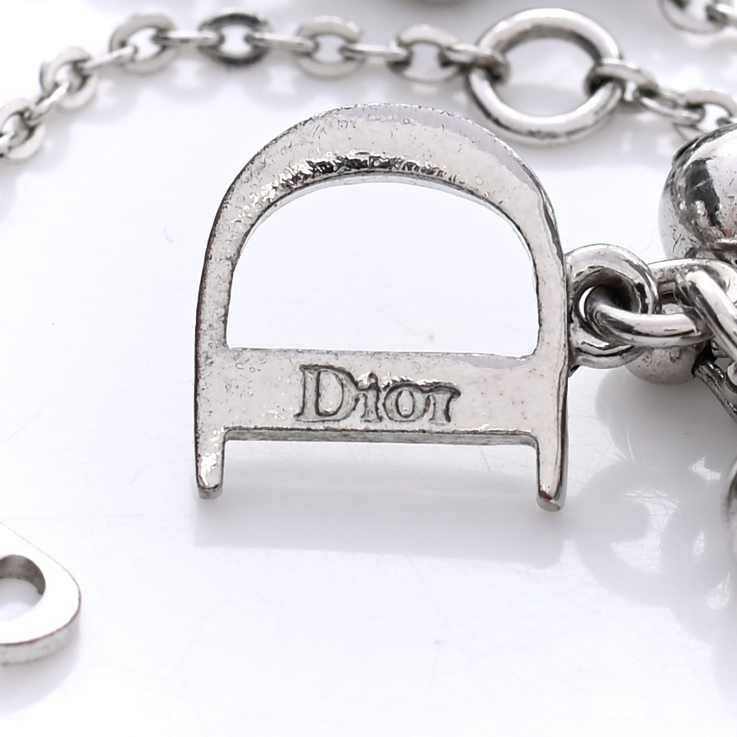 Metal Logo Charm Bracelet Silver