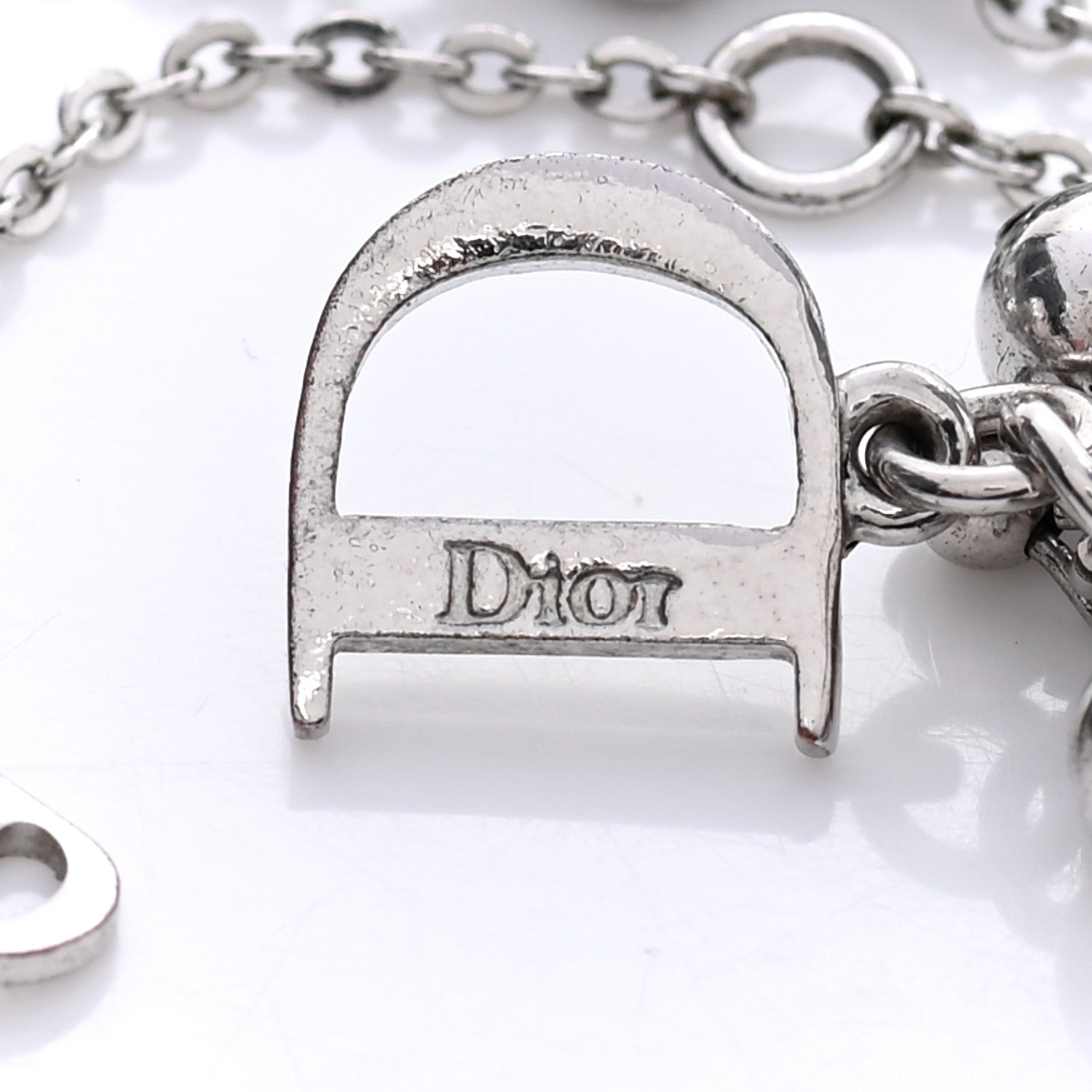 Christian Dior Metal Logo Charm Bracelet Silver 4 of 6