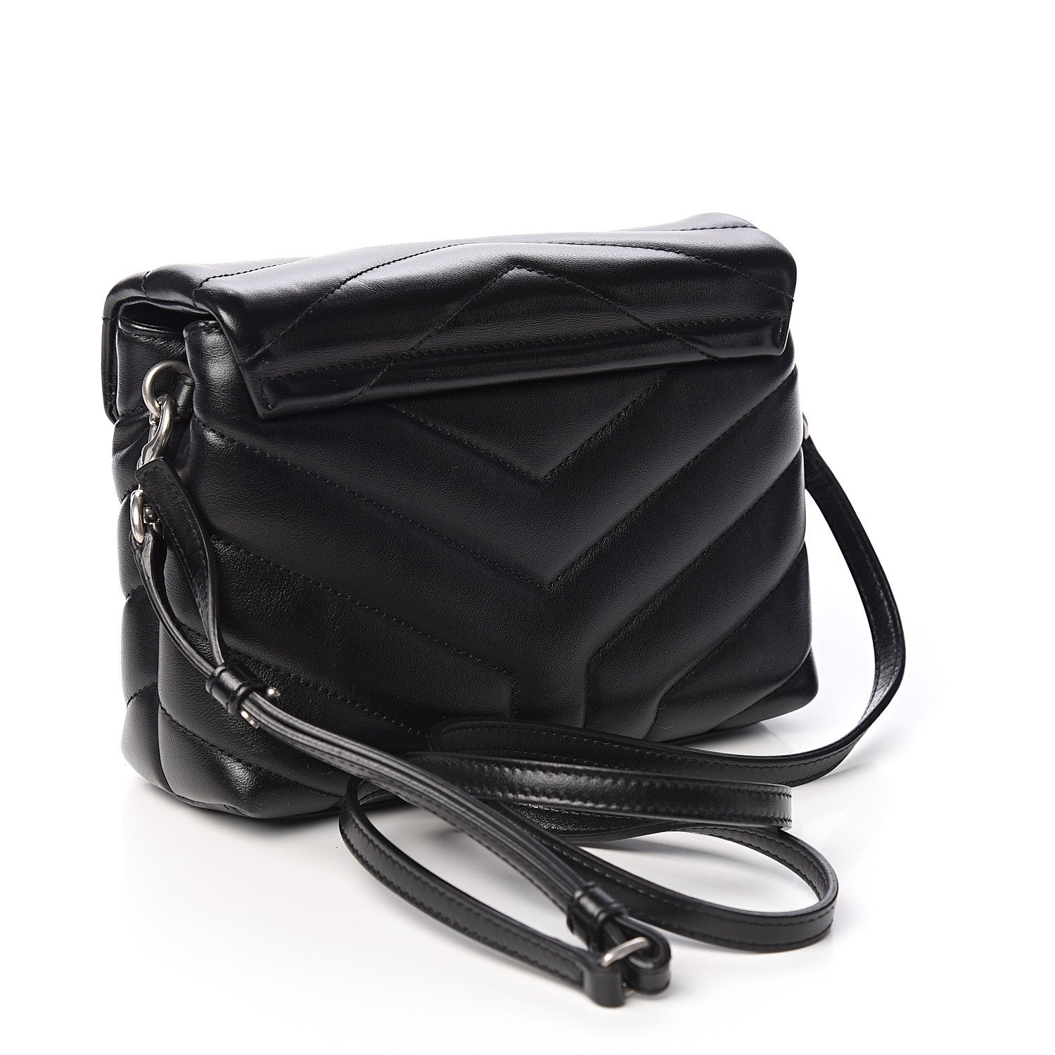 Saint Laurent Calfskin Y Quilted Monogram Toy Loulou Crossbody Bag Black 2 of 8