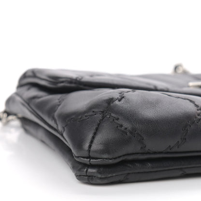Chanel Calfskin Quilted Double Stitch Hamptons Clutch with Chain Black 7 of 10
