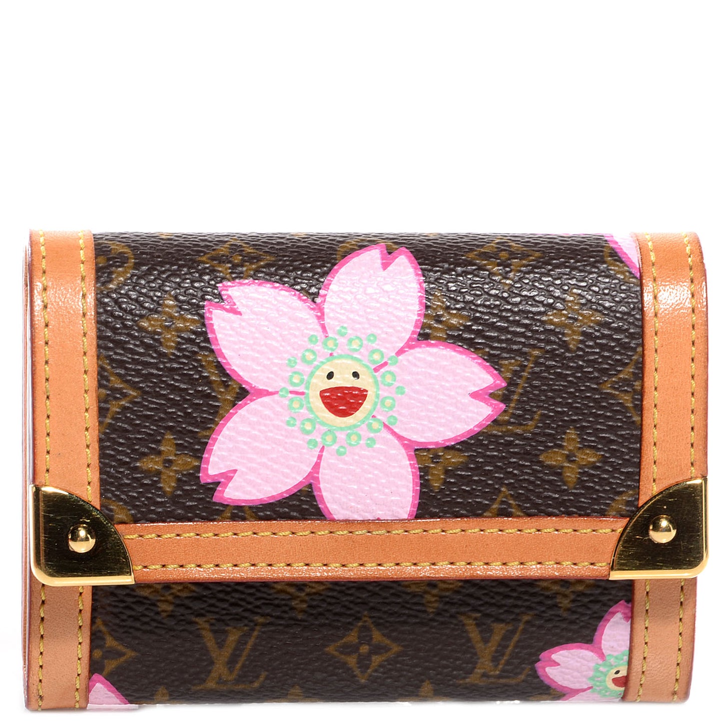 Monogram Cherry Blossom Porte-Monnaie Plat Coin Purse Brown