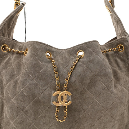 Chanel Suede Quilted Medium Chanel 25 Handbag Grey 9 of 11