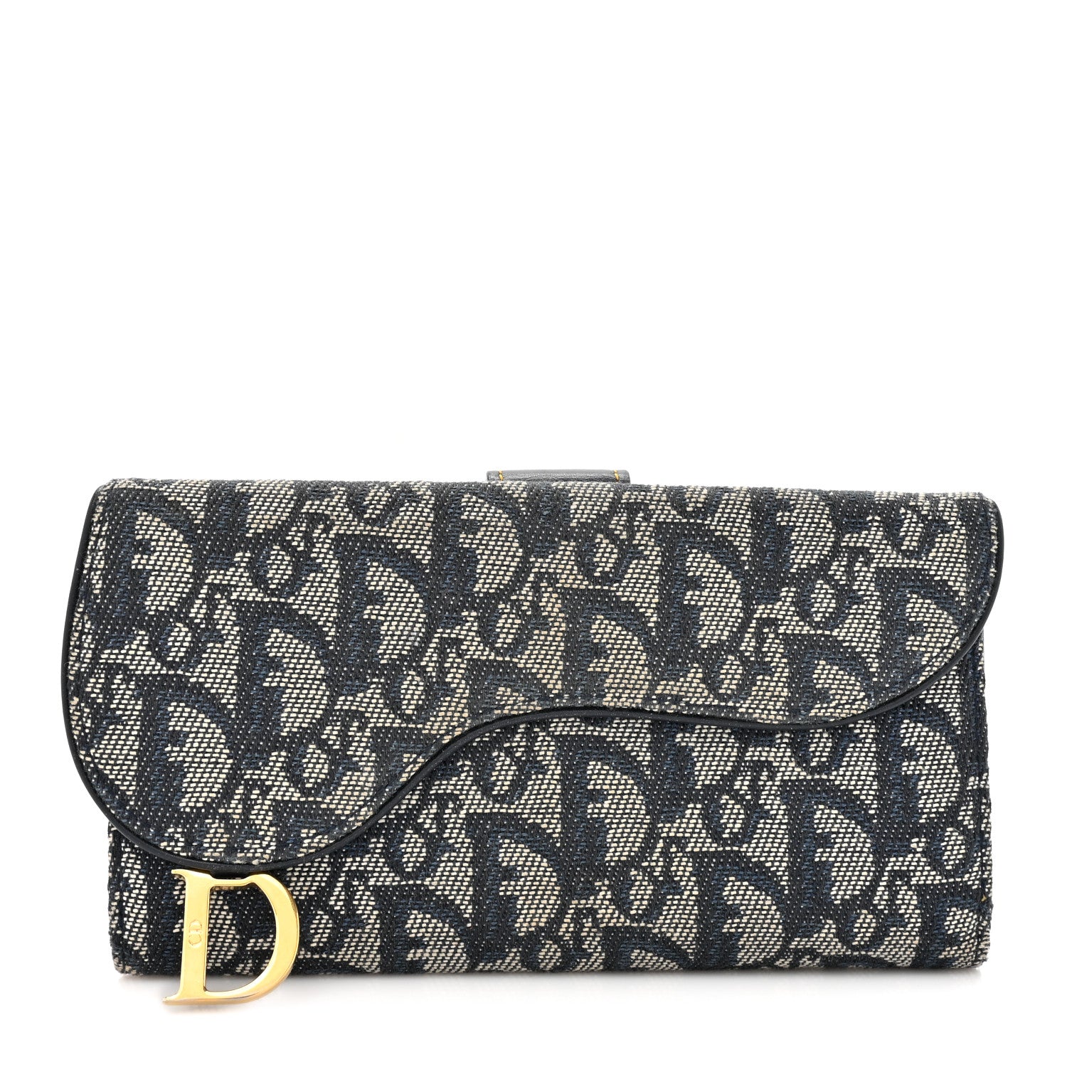 Christian Dior Monogram Saddle Wallet Navy 1 of 14