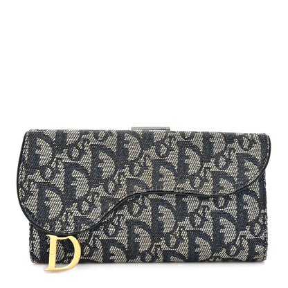 Christian Dior Monogram Saddle Wallet Navy 1 of 14