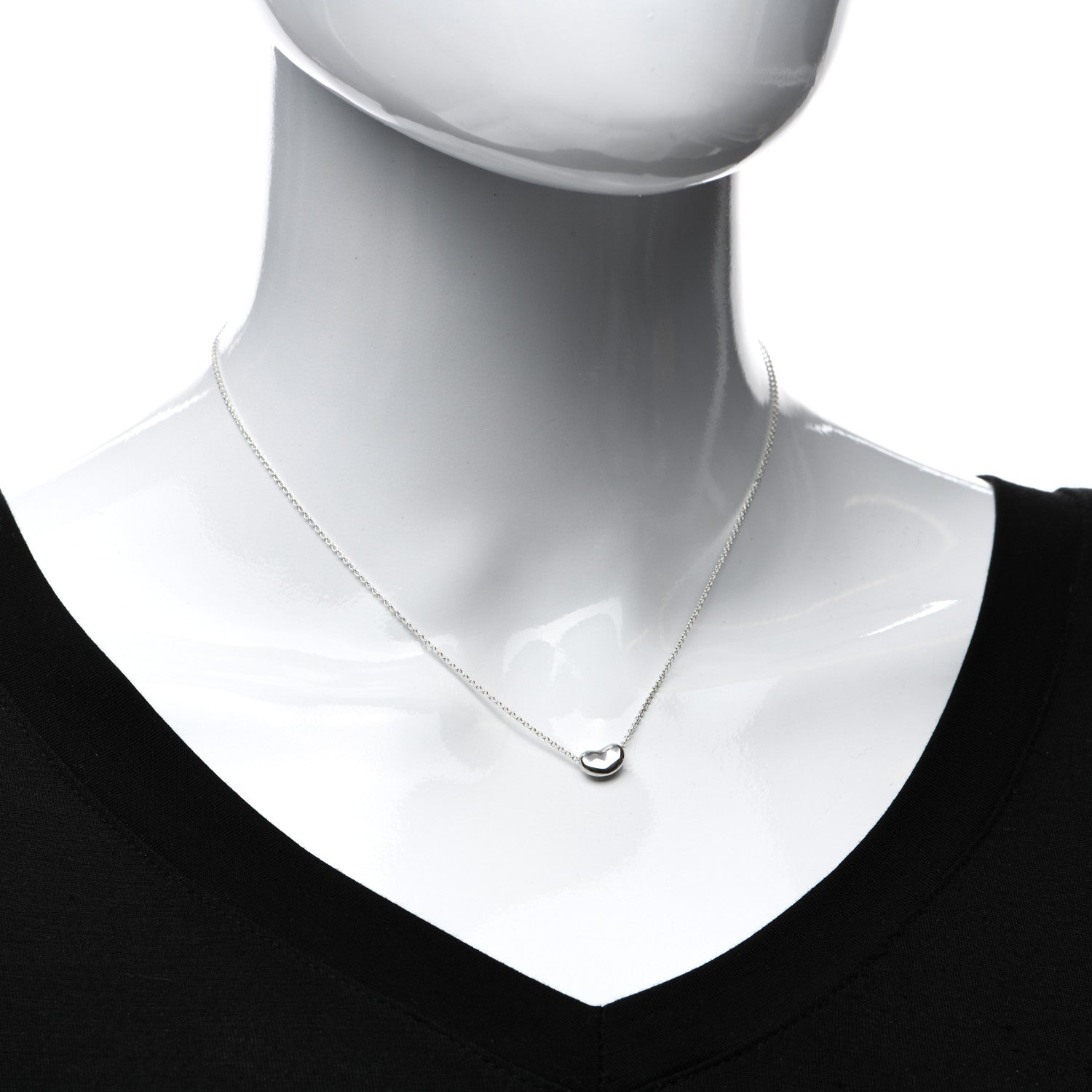 Tiffany Sterling Silver 9mm Elsa Peretti Bean Pendant Necklace 2 of 4