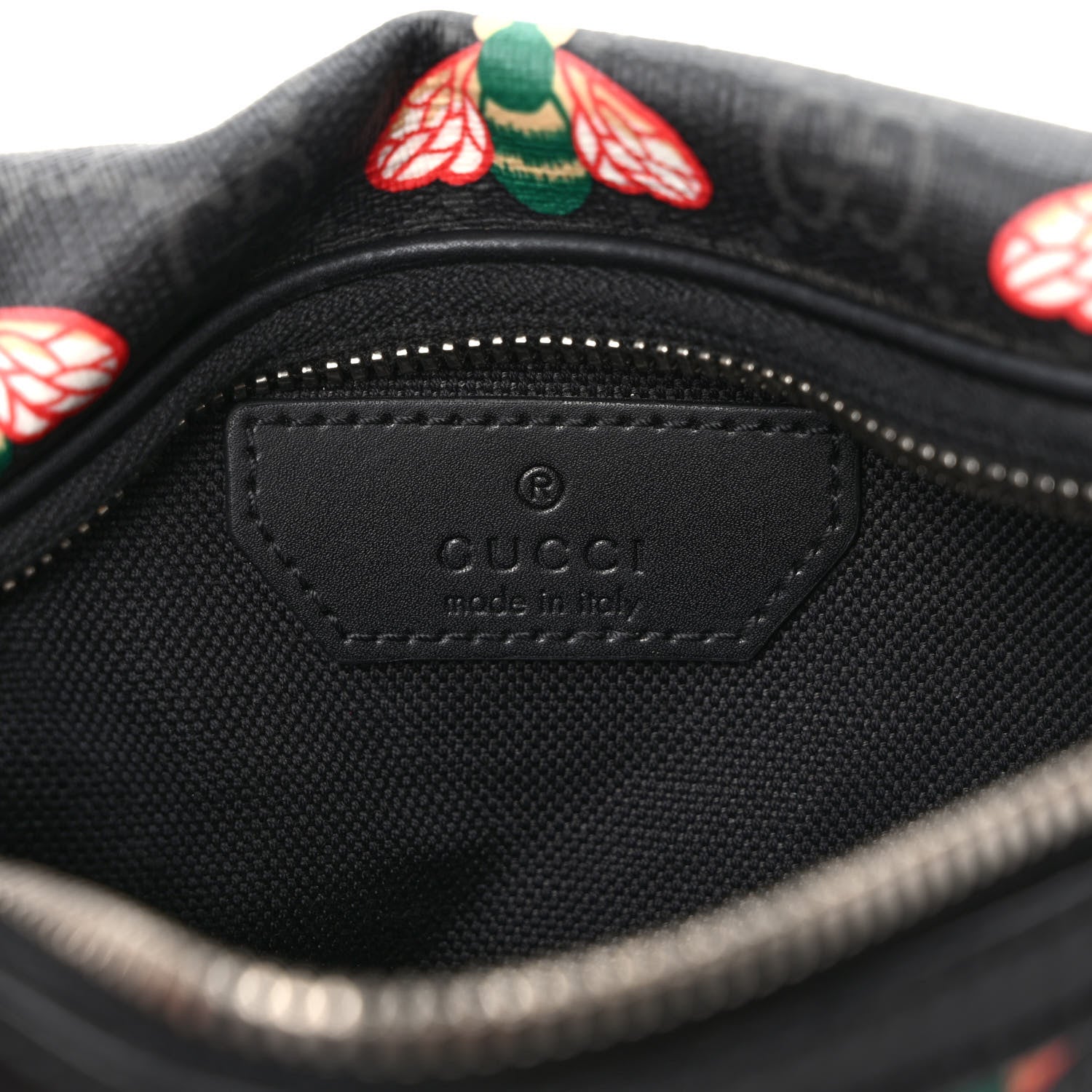 Gucci GG Supreme Monogram Bee Multicolor Appia Calfskin Belt Bag Black Multicolor 6 of 9