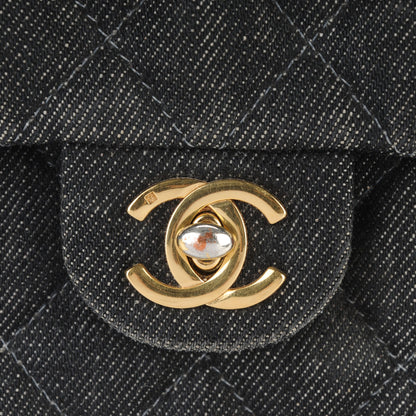 Chanel Denim Quilted Mini Square Flap Black 9 of 9