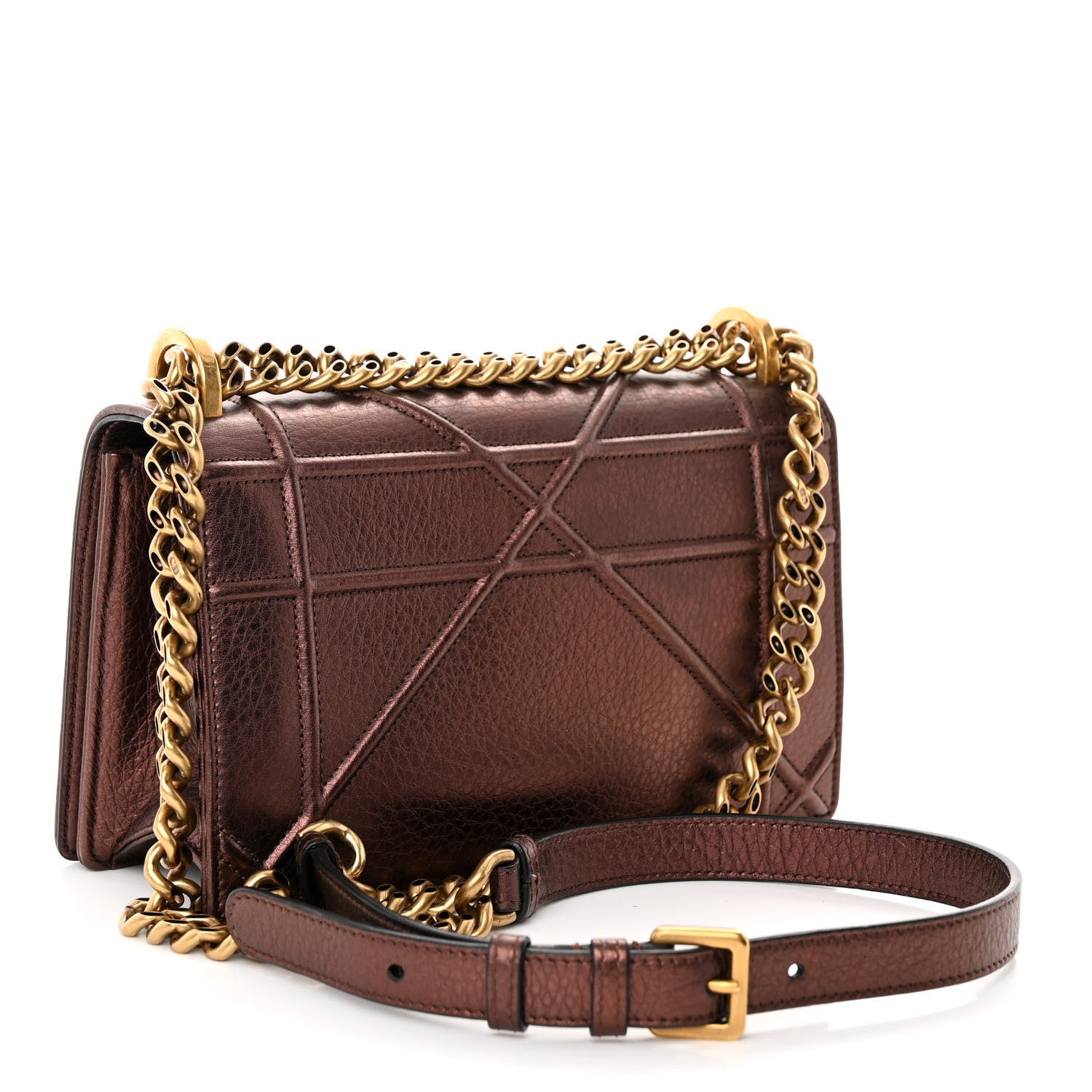 Christian Dior Metallic Grained Calfskin Small Diorama Flap Bag Noisette 3 of 9