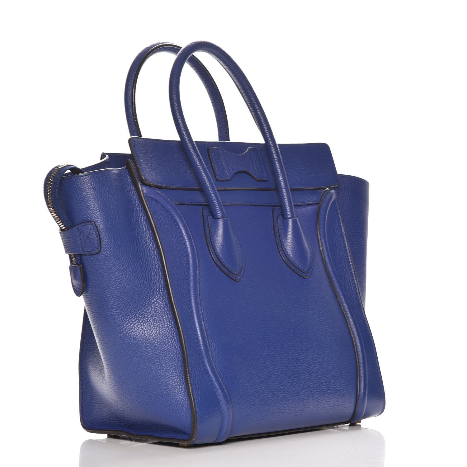 Celine Drummed Calfskin Mini Luggage Indigo 3 of 9