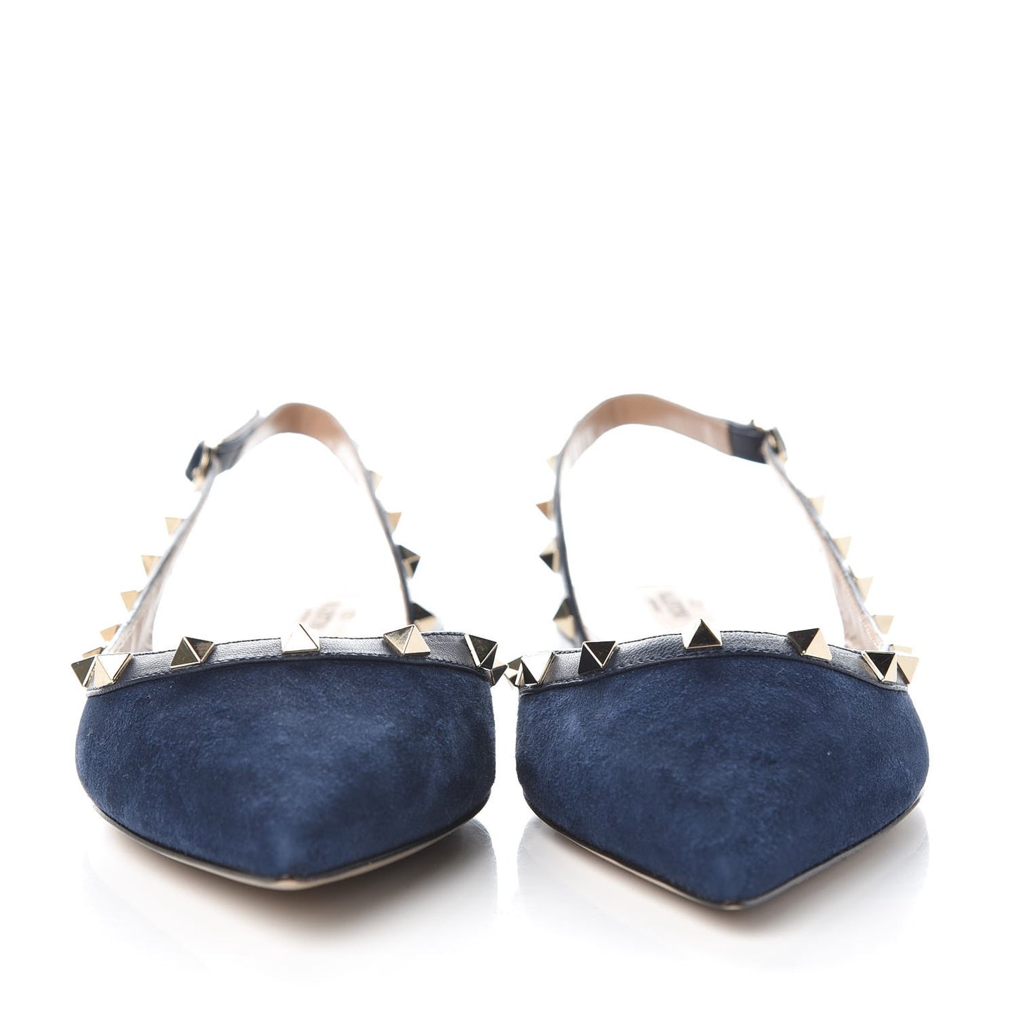 Suede Nappa Rockstud Slingback Flats 41 Marine