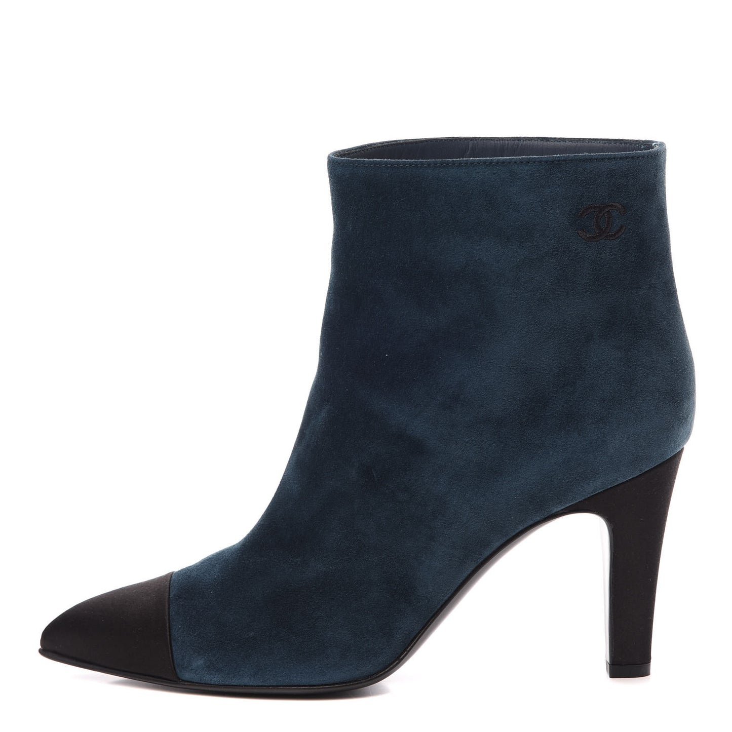 Suede Calfskin Satin Gabrielle Cap Toe Short Boots 40.5 Teal Black