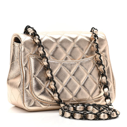 Chanel Metallic Lambskin Quilted Mini Square Flap Gold Black 3 of 11