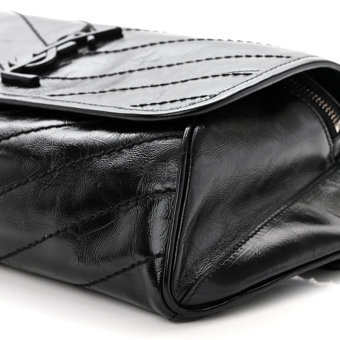 Crinkled Calfskin Matelasse Monogram Niki Body Bag Black