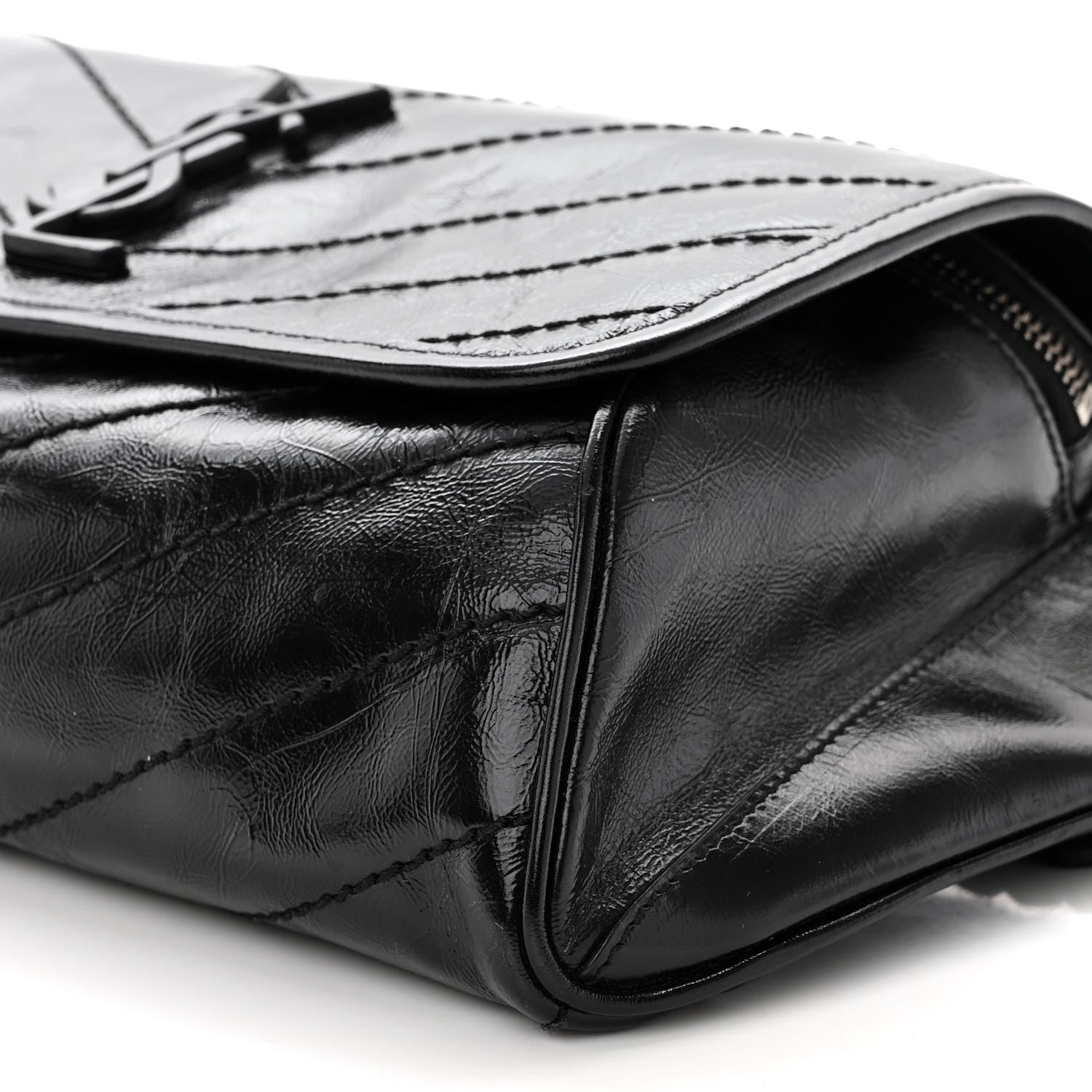 Saint Laurent Crinkled Calfskin Matelasse Monogram Niki Body Bag Black 9 of 9