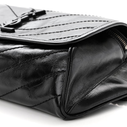 Saint Laurent Crinkled Calfskin Matelasse Monogram Niki Body Bag Black 9 of 9